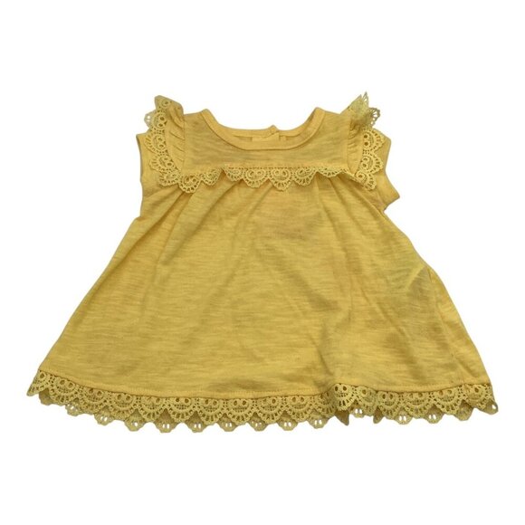 Nannette Kids Yellow Girls Dress 0-3M With Lace Short Sleeve Hem Details Button - Picture 1 of 13